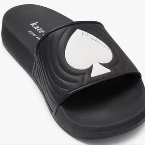 Kate Spade New York Splash Pool Slide Smooth Leather, Size 7 Optic White, New